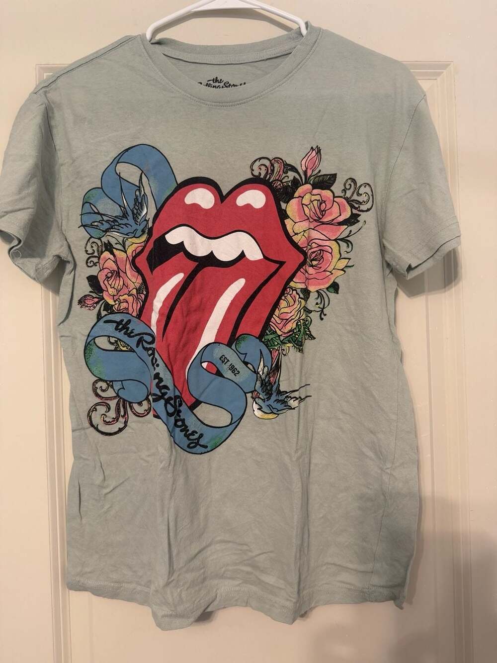 The Rolling Stones Floral Tongue and Roses Graphic T-Shirt